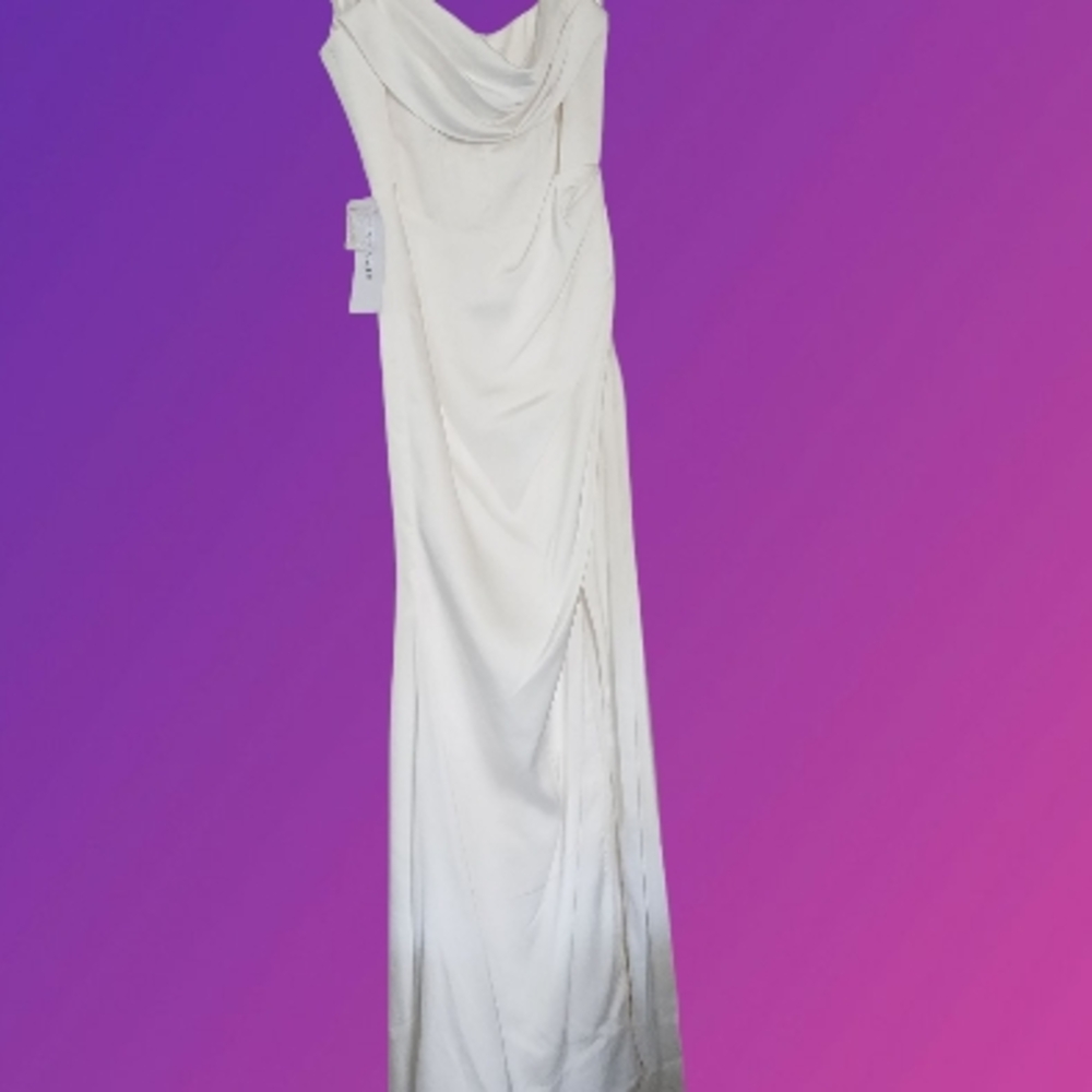 Azazie Strapless Cream Gown